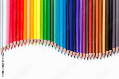 Group of colored pencils on white