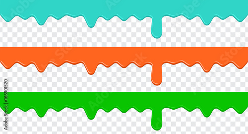 Paint colorful dripping on a transparent background. Stock vector. Flat design.