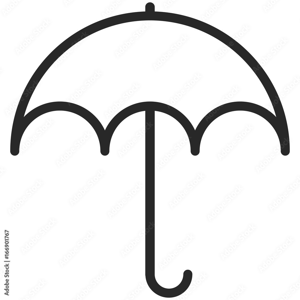 Simple Vector Icon of an umbrella in line art style. Pixel perfect. Basic weather cast element. Simple Vector Icon of an umbrella in line art style. Pixel perfect. Basic weather cast element.