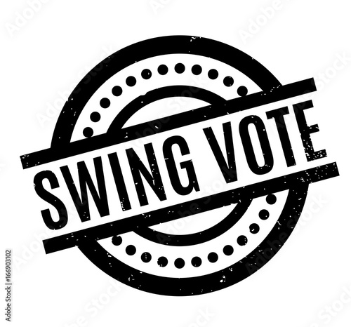 Swing Vote rubber stamp. Grunge design with dust scratches. Effects can be easily removed for a clean, crisp look. Color is easily changed.