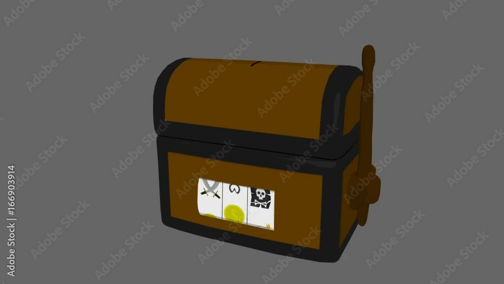 Slot machine in the form of a treasure chest. In order to open a treasure box, it is necessary to collect three identical slots