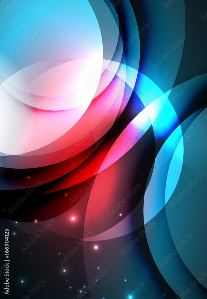 Fototapeta premium Digital illustration, glowing waves and circles