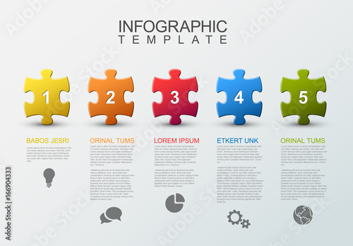 Five steps infographic with puzzle pieces