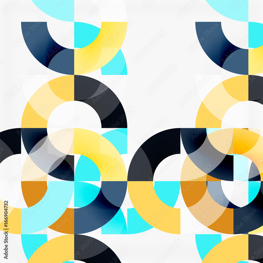 Colorful rings on grey background, modern geometric pattern design