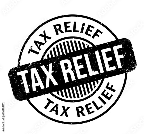 Tax Relief rubber stamp. Grunge design with dust scratches. Effects can be easily removed for a clean, crisp look. Color is easily changed.