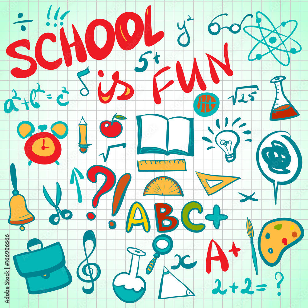 Hand Drawn School Icons Set