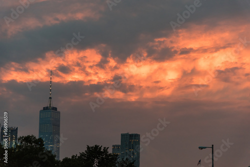 Lower Manhattan at sunset