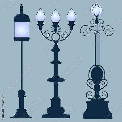 Collection street lamps Art Nouveau style