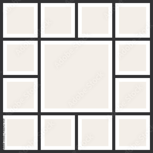 Photo collage frames. Vintage photo album, application template