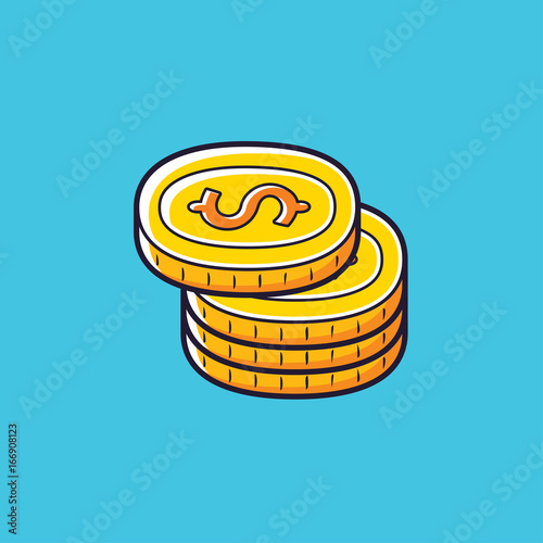 Coins stack. Cash money vector icon.