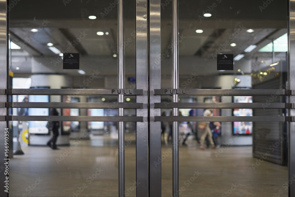 Modern doors at a shopping mall Modern doors at a shopping mall