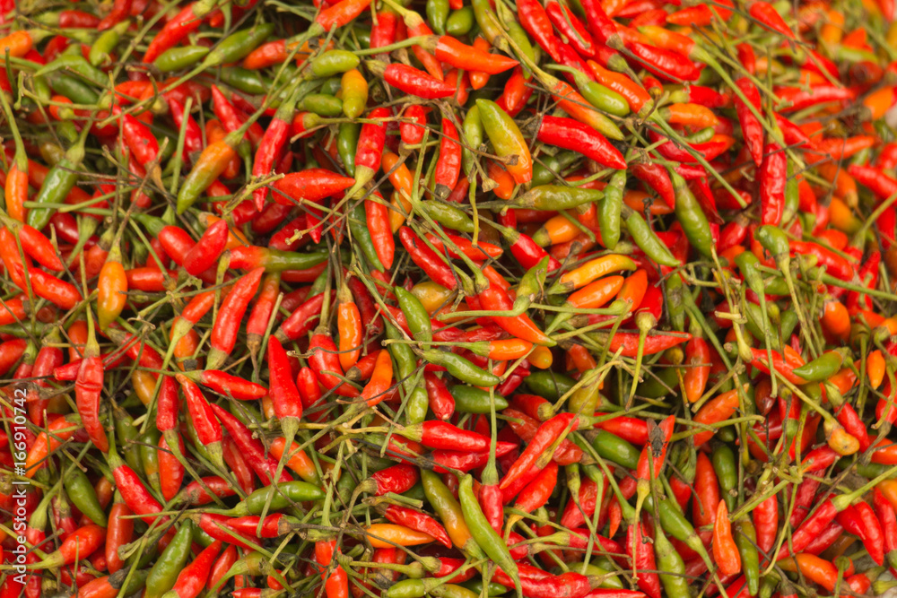 Basket of Chili Peppers at an Asian Market Basket of Chili Peppers at an Asian Market