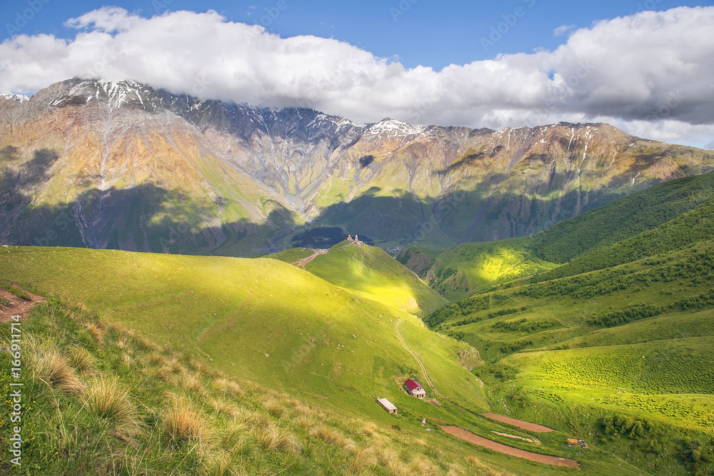 landscape in the Caucasus Mountains, Kazbegi region, Georgia