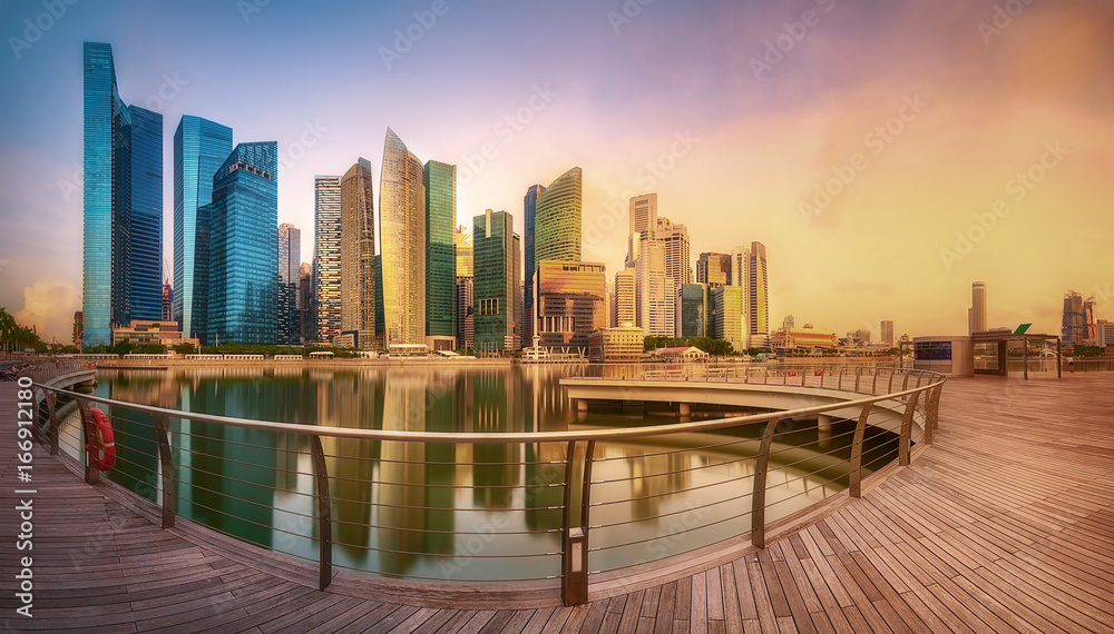 Naklejka premium Singapore skyline background