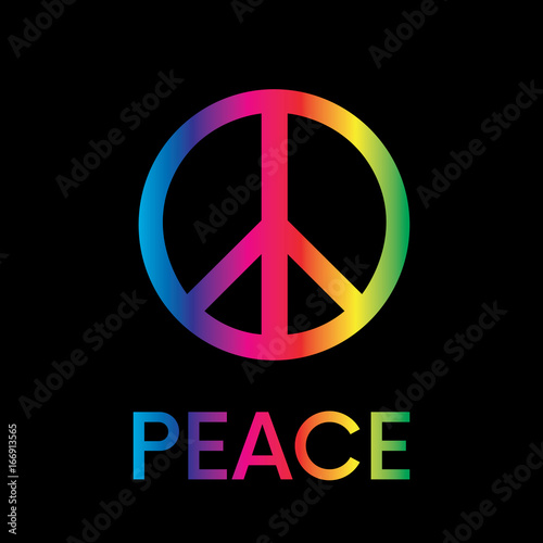 Rainbow symbol of pacifism. Against racism, homophobia and war. Peace. Vector illustration for a postcard or a poster, print for clothes.