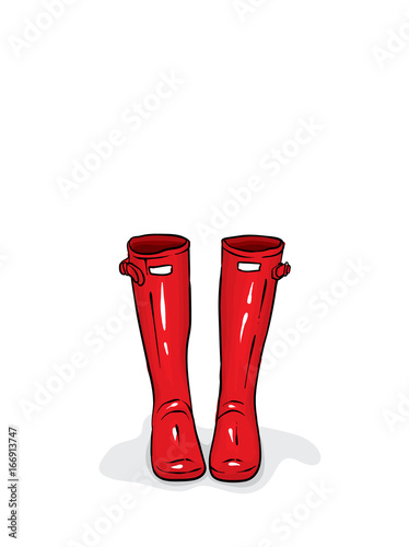 Beautiful rubber boots. Vector illustration for a postcard or a poster, print for clothes. Fashion, style and shoes.