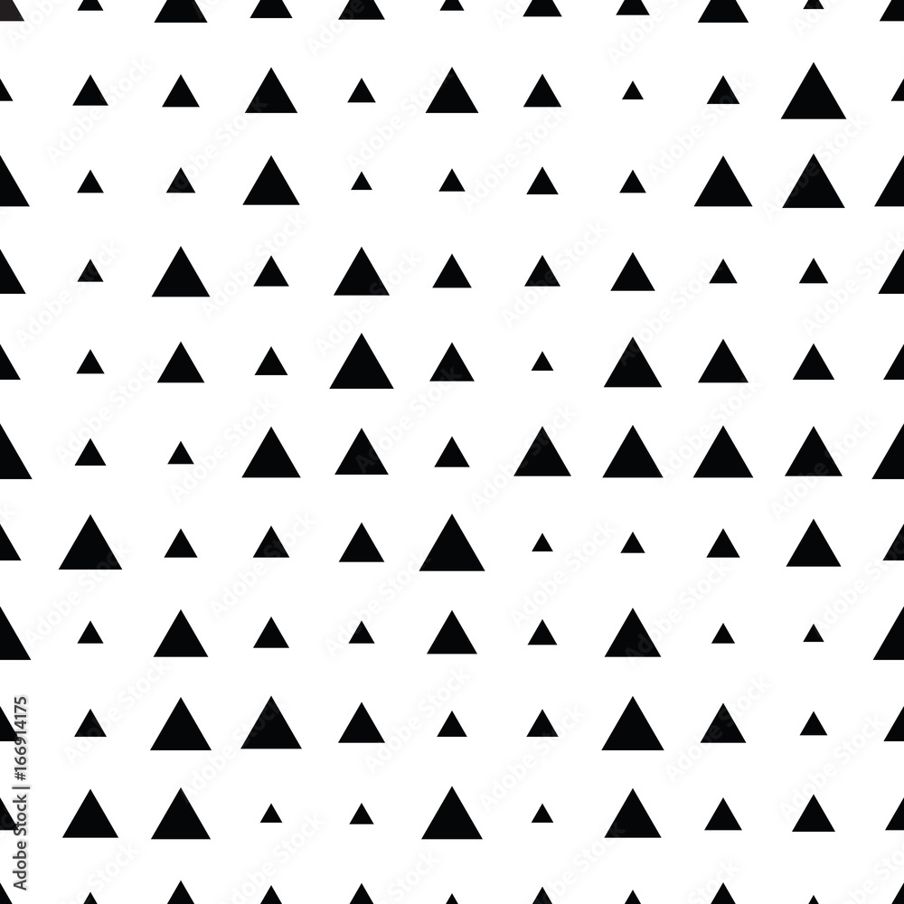 Seamless pattern with triangles. Black and white geometric texture. Halftone background. Seamless print in retro style. Psychedelic vector background. Pop art background. Wallpaper with triangle motif Seamless pattern with triangles. Black and white geometric texture. Halftone background. Seamless print in retro style. Psychedelic vector background. Pop art background. Wallpaper with triangle motif