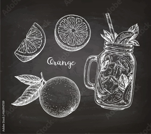 Chalk sketch of orange