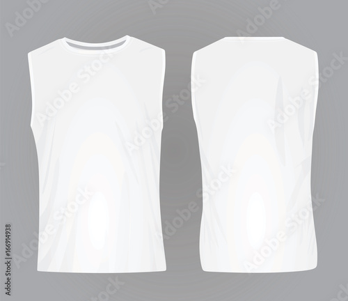 Men white sleeveless t shirt. vector illustration photo