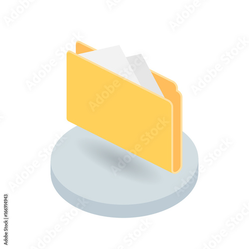 Folder with documents isometric vector icon