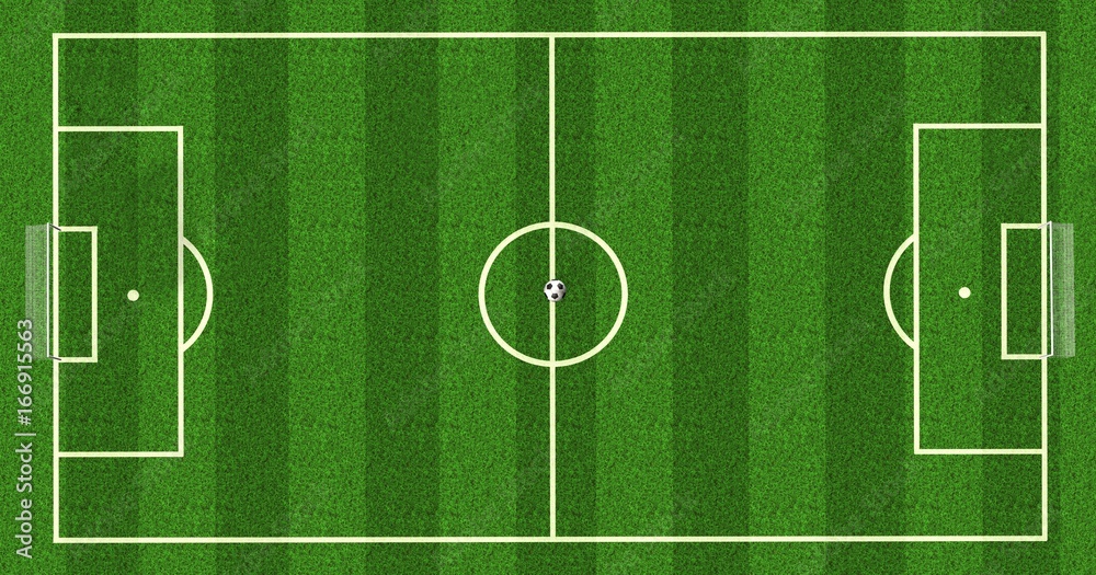 Naklejka premium Football field / soccer field on realistic green grass. top view. background