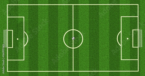 Fototapeta Naklejka Na Ścianę i Meble -  Football field / soccer field  on realistic green grass. top view. background 