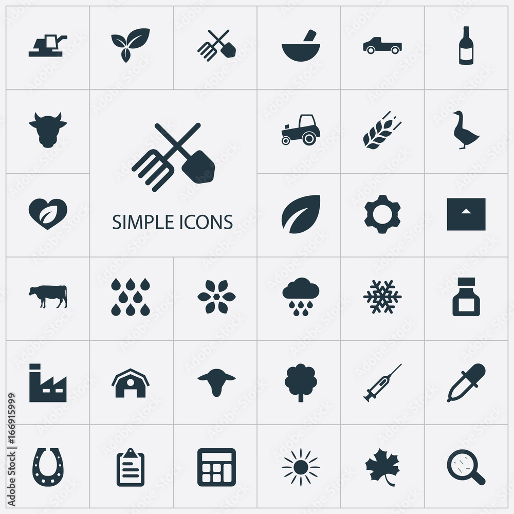 Vector Illustration Set Of Simple Agriculture Icons. Elements Wood ...