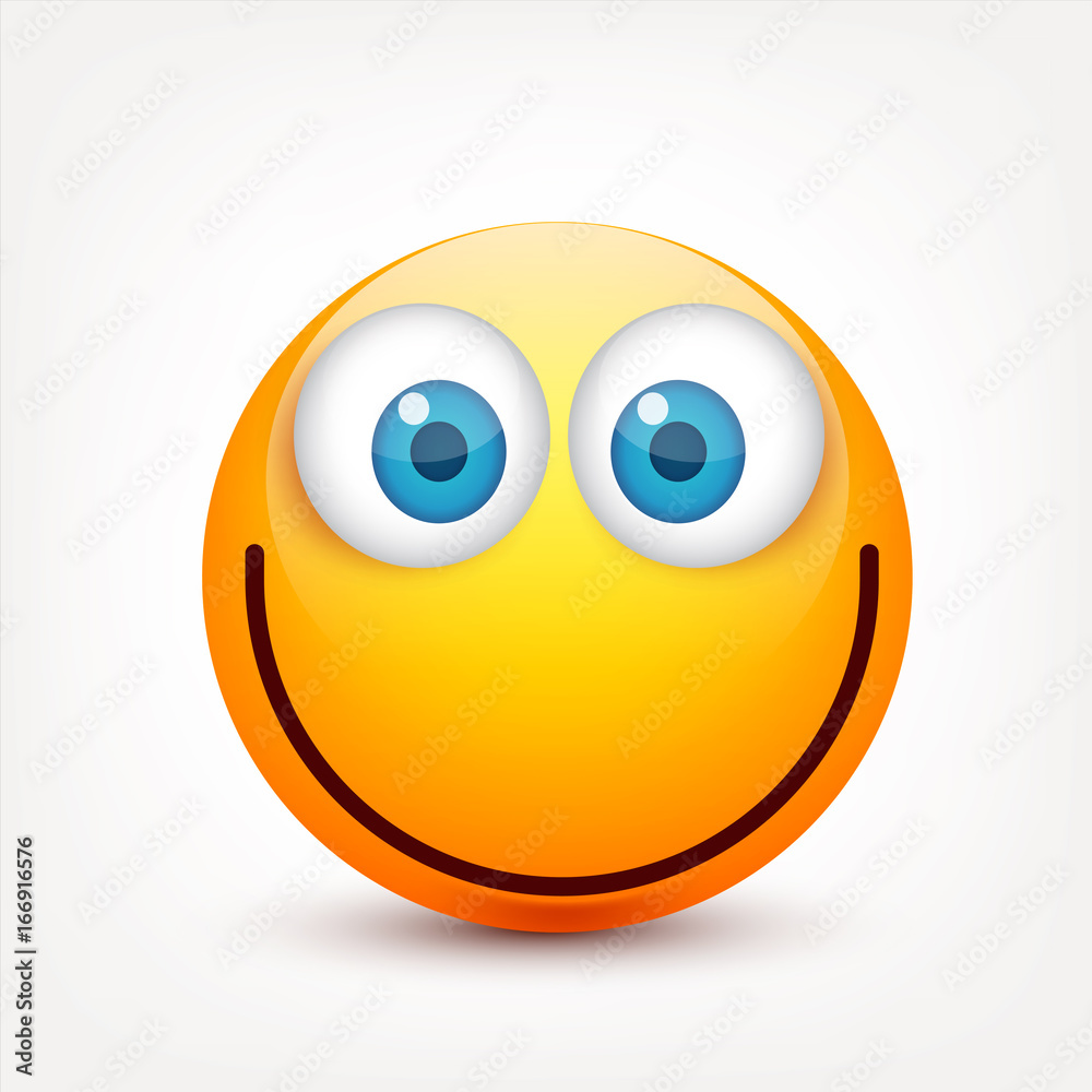 Smiley with blue eyes,emoticon set. Yellow face with emotions. Facial expression. 3d realistic emoji. Sad,happy,angry faces.Funny cartoon character.Mood.Vector illustration. Smiley with blue eyes,emoticon set. Yellow face with emotions. Facial expression. 3d realistic emoji. Sad,happy,angry faces.Funny cartoon character.Mood.Vector illustration.