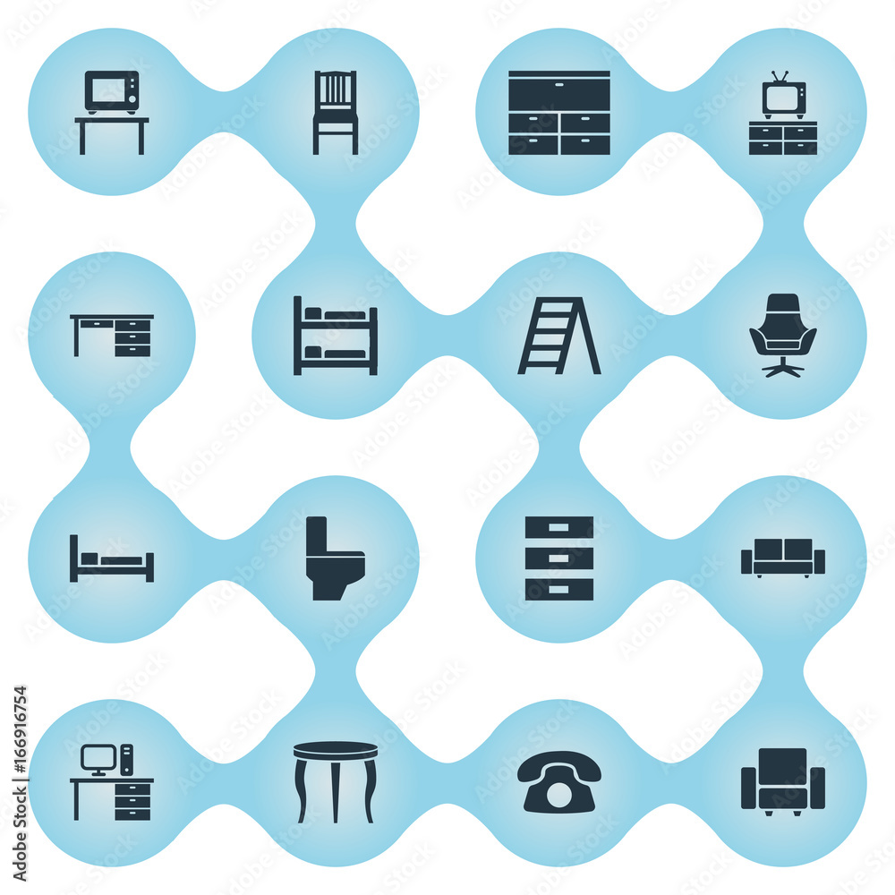 Vector Illustration Set Of Simple Furniture Icons. Elements Stillage