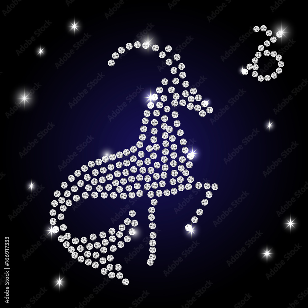 white outline of capricorn are on black background.