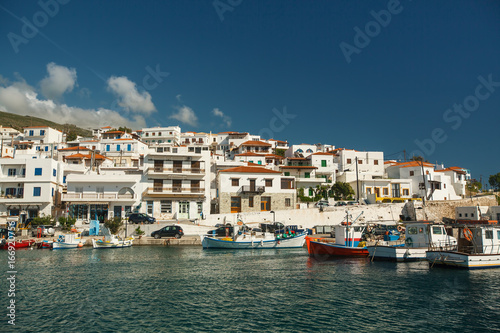 View of the Marina at Andros island  Aegean sea  Greece.