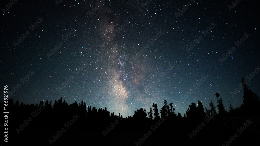Clear view of the Milky Way photographed from the Rocky Mountains in Wyoming