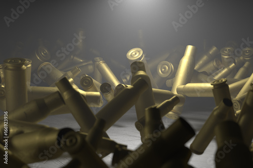 Empty bullet shells illuminated
