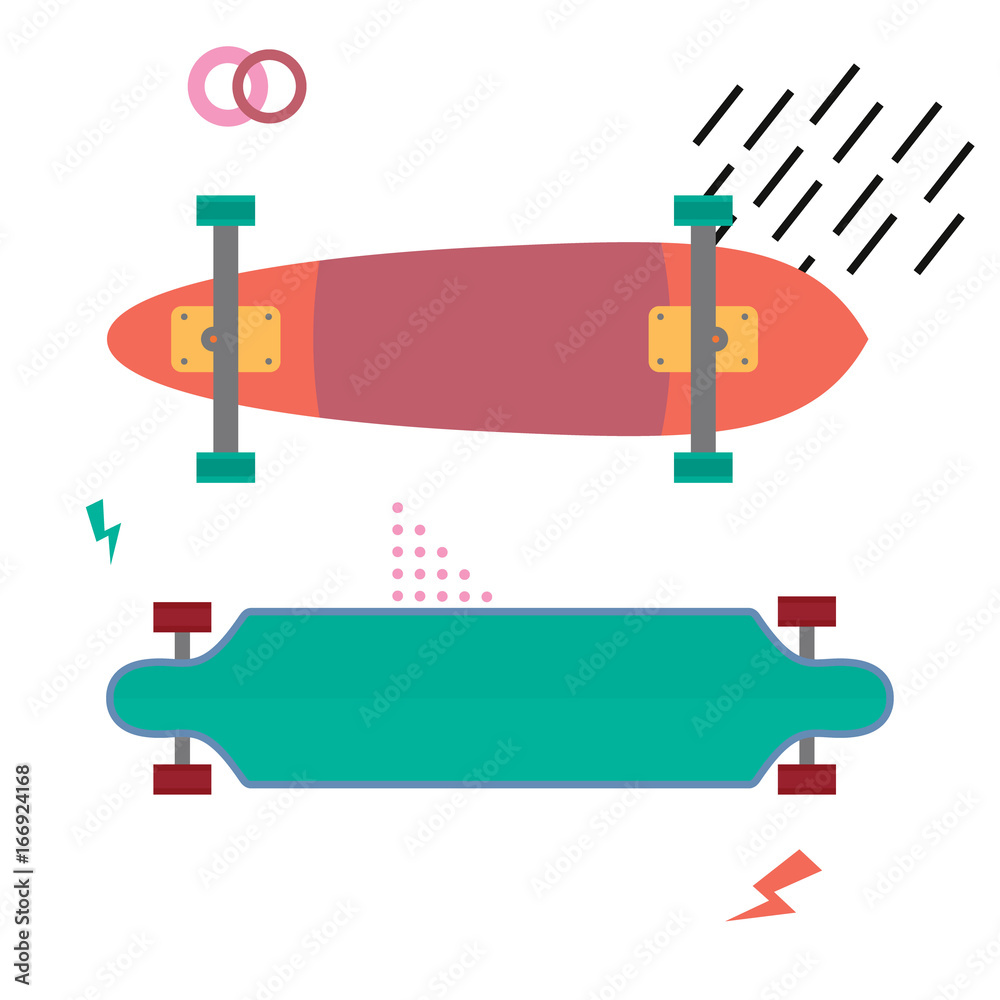 Skateboard desk flat design. Skateboarding concept. Equipment Skateboard desk flat design. Skateboarding concept. Equipment