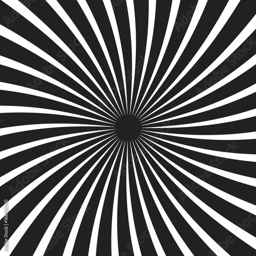 Black and white spiral ray background