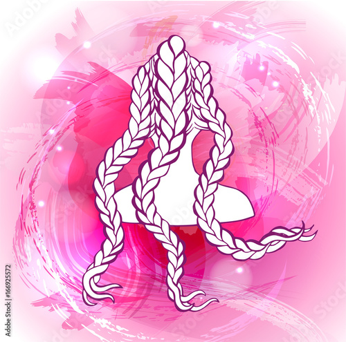 Colored african or boxer braids sketch style concept, trendy hairstyle design, template for hairdresser or hair studio, beauty salon banner, poster, flyer, colorful background