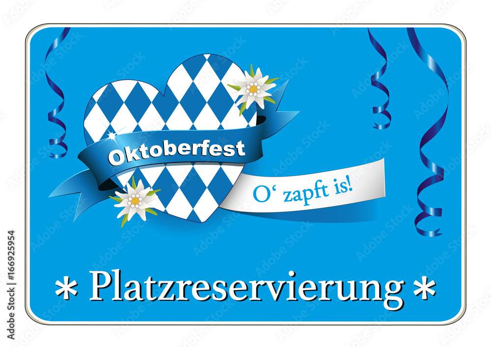 Oktoberfest Platzreservierung Karte mit Herz und Edelweiß, Grüße zum