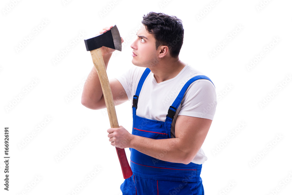 Funny repairman isolated on white Funny repairman isolated on white