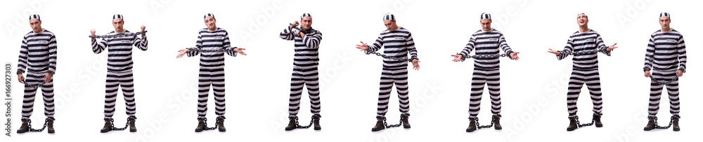 Man prisoner isolated on white background Man prisoner isolated on white background