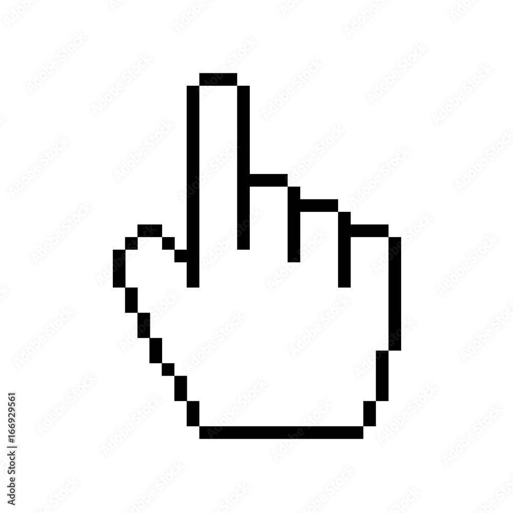 Vector modern hand cursor icon on white background.
