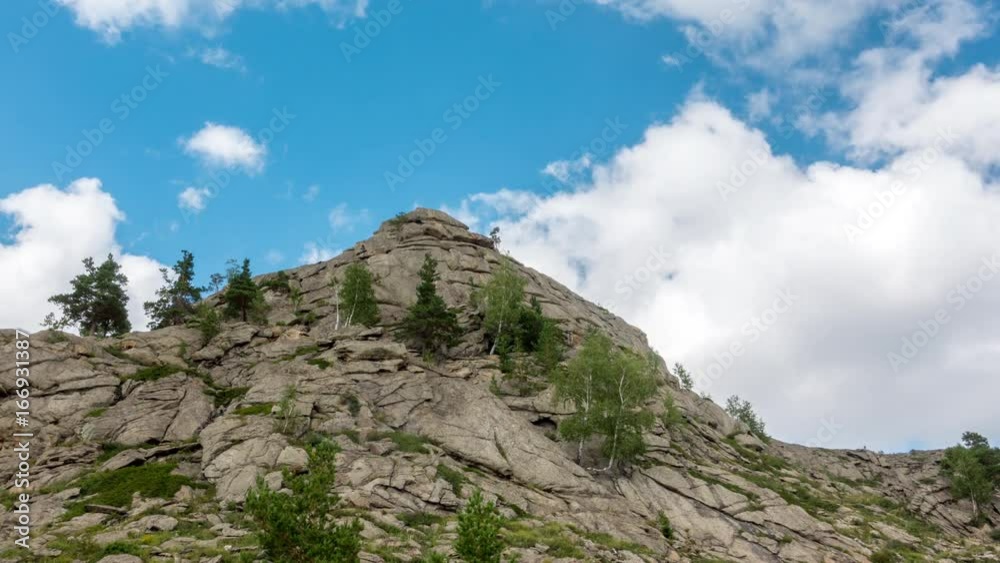 UHD landscape timelapse. Beautiful time lapse of mountain and blue sky with cloud.