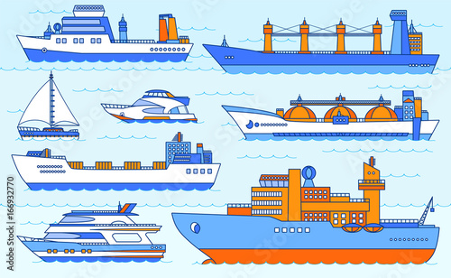 Vector set of ships.  Color illustration