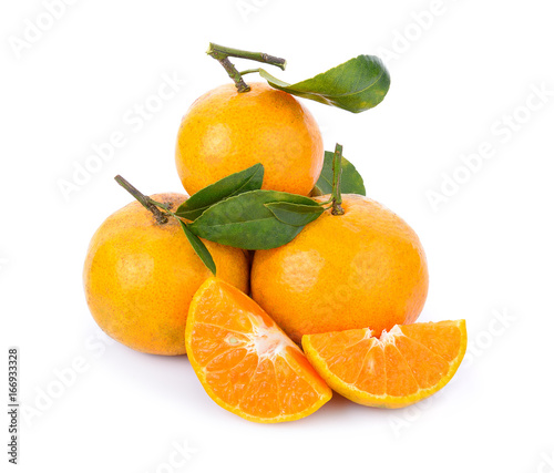 Fresh oranges isolated on white background.