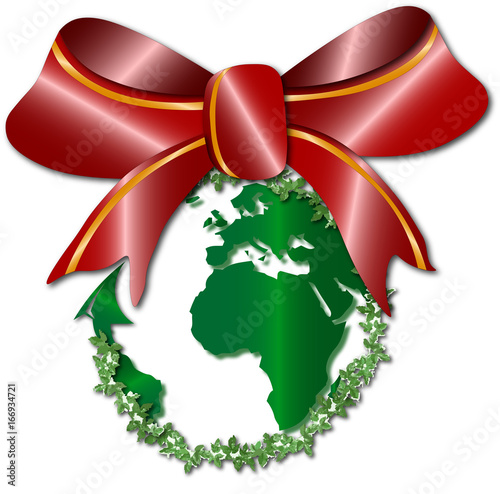 Boule de noël en forme de planète Terre avec protection de l'environnement et écologie 