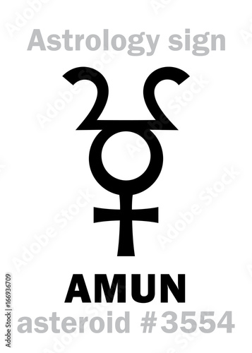 Astrology Alphabet: AMUN, asteroid #3554. Hieroglyphics character sign (single symbol).