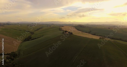 Aerial footage, famous tuscan hills landscape in Tuscany, Italy, 4K photo