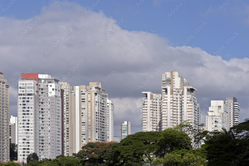 Urban landscape with buildings on the horizon