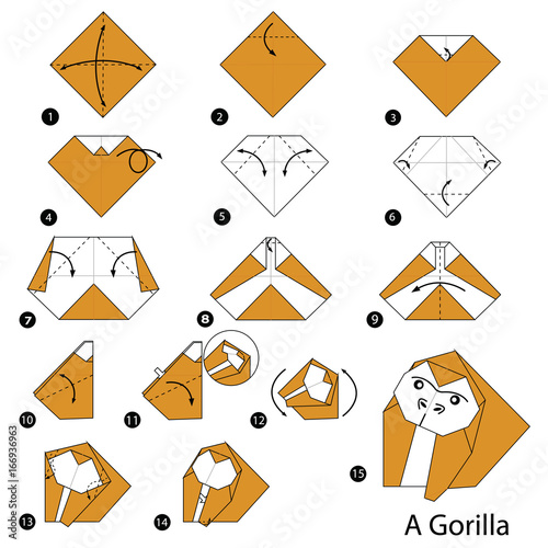 step by step instructions how to make origami A Gorilla