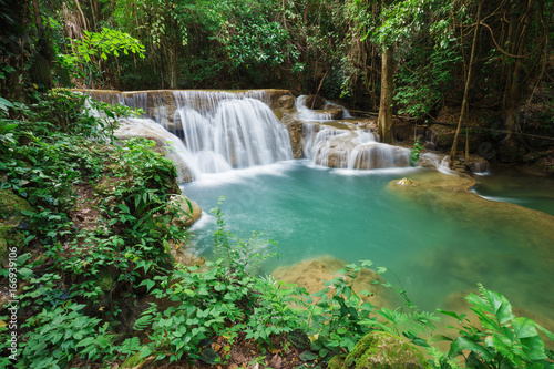 Huay Mae Kamin waterfall in Khuean Srinagarindra National Park, Kanchanaburi, Thailand © geargodz