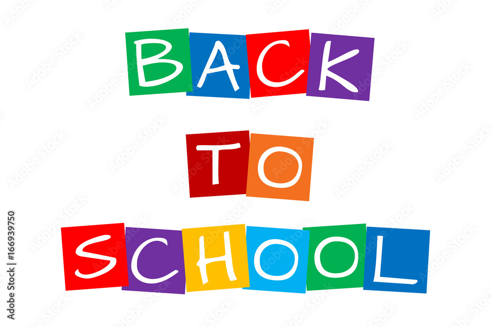 back to school, text in colorful rotated squares back to school, text in colorful rotated squares